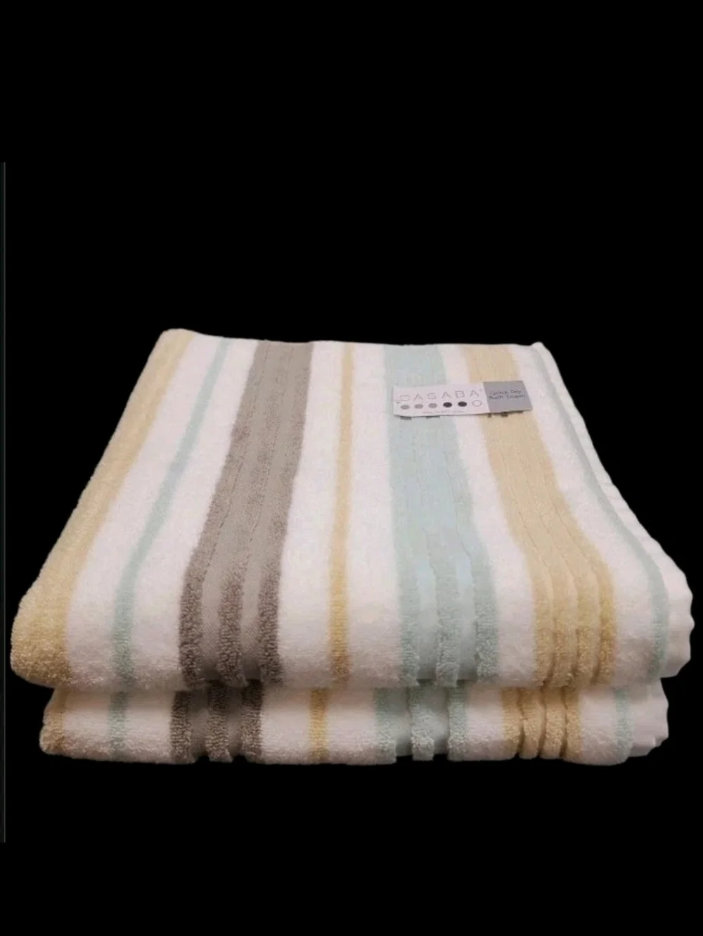 8pc Casaba Sage Tan Gray Striped Bath Hand Washcloth Quick Dry Towel Set New
